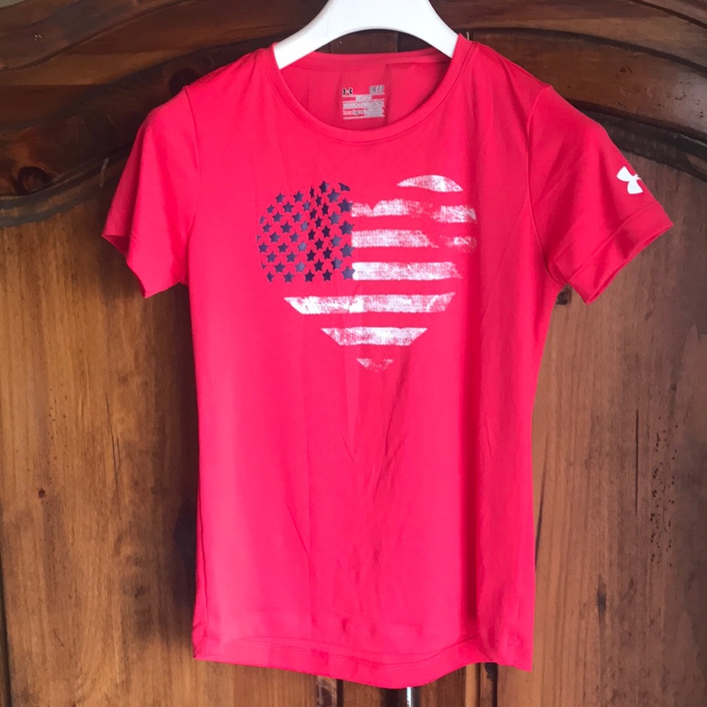 Under Armour American flag heart tee